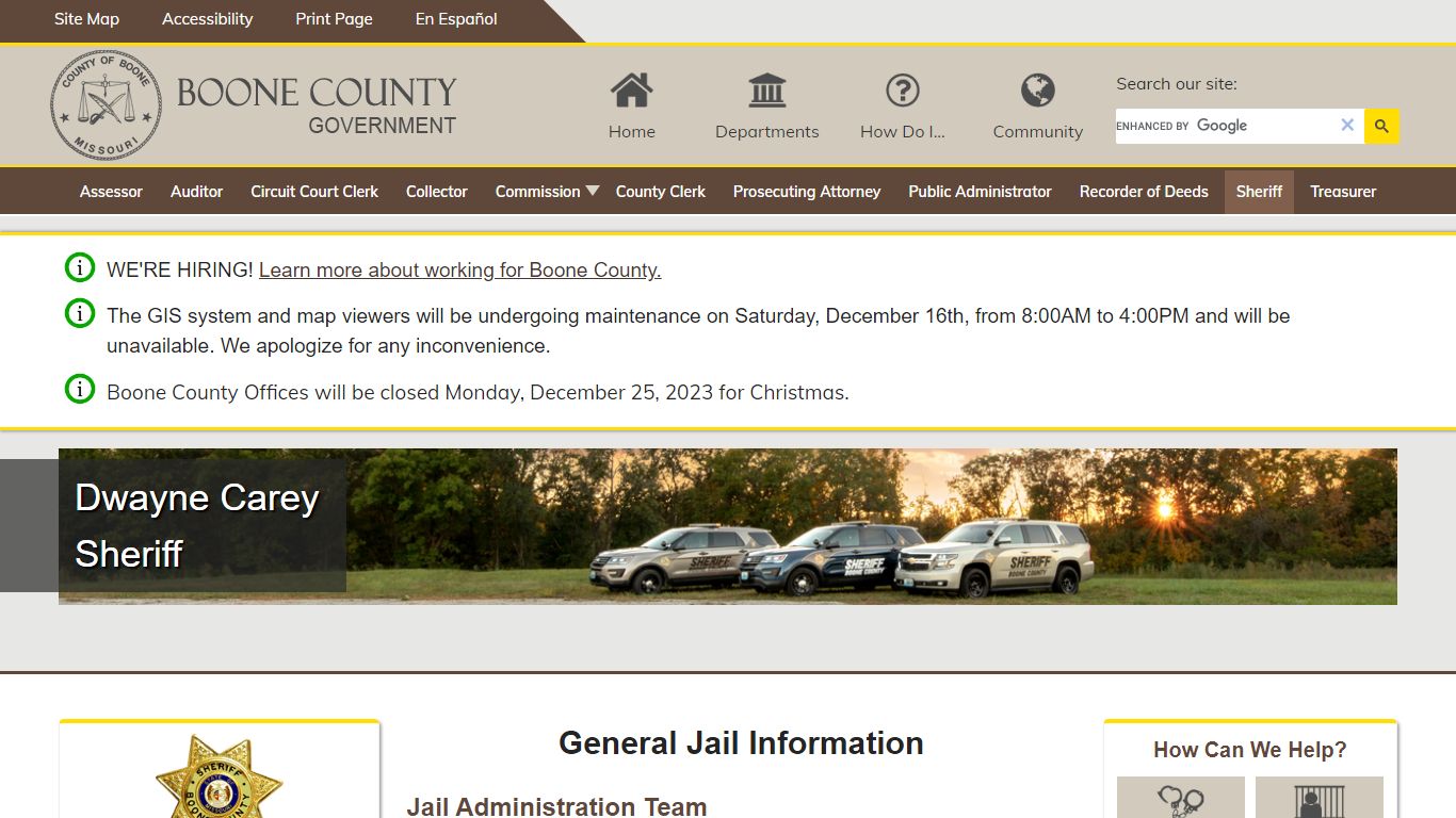 Boone County Jail - General Jail Information